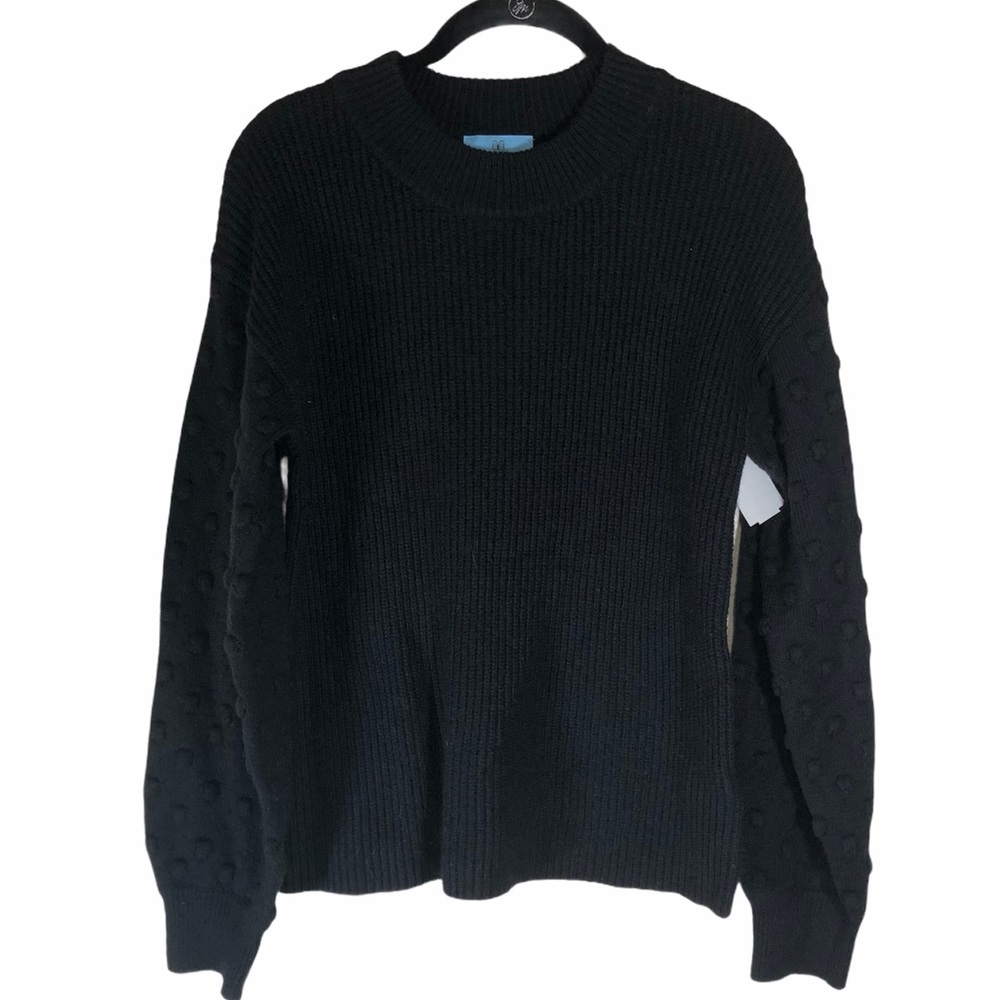 CeCe Medium Sweater Black Pom Pom Sleeve Bauble - Picture 5 of 8